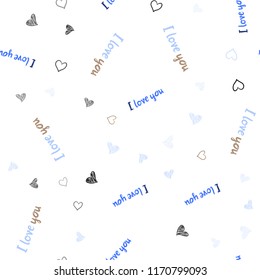 Light Blue, Green vector seamless layout with sweet hearts. Decorative shining illustration with hearts on abstract template. Pattern for marriage gifts, congratulations.