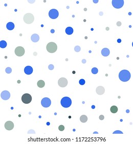 Light Blue, Green vector seamless cover with spots. Glitter abstract illustration with blurred drops of rain. Design for textile, fabric, wallpapers.