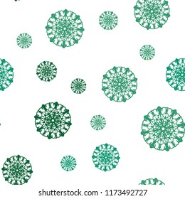 Light Blue, Green vector seamless cover with beautiful snowflakes. Modern geometrical abstract illustration with crystals of ice. Trendy design for wallpaper, fabric makers.