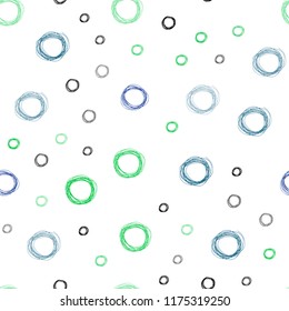 Light Blue, Green vector seamless layout with circle shapes. Beautiful colored illustration with blurred circles in nature style. Pattern can be used for futuristic ad, booklets.