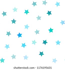 Light Blue, Green vector seamless template with sky stars. Glitter abstract illustration with colored stars. The pattern can be used for new year ad, booklets.