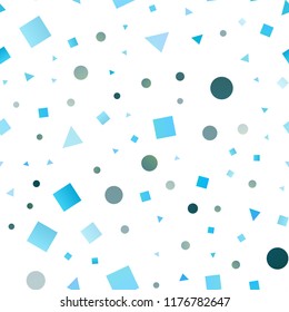 Light Blue, Green vector seamless backdrop with lines, circles, rhombus. Illustration with colorful circles, triangles, rectangles. Template for business cards, websites.