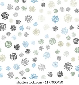 Light Blue, Green vector seamless layout with bright snowflakes. Decorative shining illustration with snow on abstract template. Template for business cards, websites.