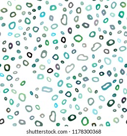 Light Blue, Green vector seamless cover with circles. Glitter abstract illustration with blurred drops of rain. Pattern for design of window blinds, curtains.