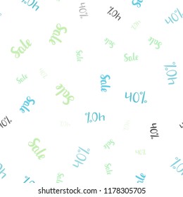 Light Blue, Green vector seamless cover with symbols of 40 % sales. Colorful set of  percentage signs in simple style. Template for season sales, shopping ads.