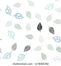 Light Blue, Green vector seamless abstract backdrop with leaves. Modern geometrical abstract illustration with leaves. Pattern for design of window blinds, curtains.