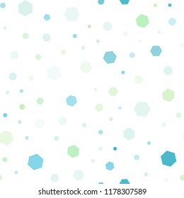 Light Blue, Green vector seamless texture with colorful hexagons. Glitter abstract illustration in hexagonal style. Pattern for texture of wallpapers.