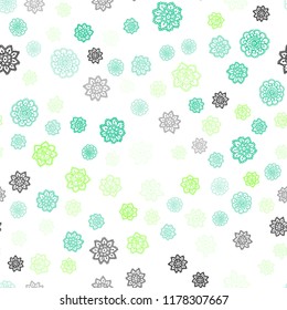 Light Blue, Green vector seamless template with ice snowflakes. Shining colored illustration with snow in christmas style. Pattern for design of fabric, wallpapers.