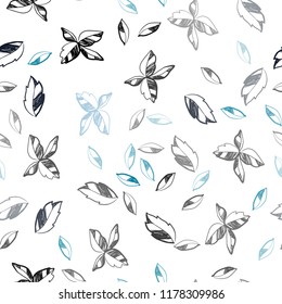 Light Blue, Green vector seamless abstract design with leaves. Colorful abstract illustration with leaves in doodle style. Pattern for trendy fabric, wallpapers.