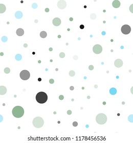 Light Blue, Green vector seamless backdrop with dots. Blurred decorative design in abstract style with bubbles. Design for textile, fabric, wallpapers.