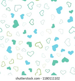 Light Blue, Green vector seamless layout with sweet hearts. Beautiful colored illustration with hearts in celebration style. Design for ad, poster, banner of Valentine Day.