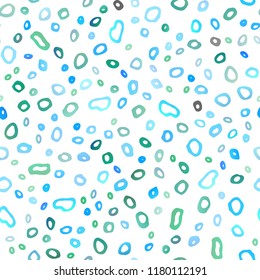 Light Blue, Green vector seamless background with bubbles. Glitter abstract illustration with blurred drops of rain. Pattern for design of window blinds, curtains.
