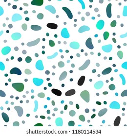 Light Blue, Green vector seamless template with spots. Glitter abstract illustration with blurred drops of rain. Trendy design for wallpaper, fabric makers.
