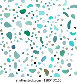 Light Blue, Green vector seamless backdrop with dots, spots. Blurred bubbles on abstract backdrop with colorful gradient. Trendy design for wallpaper, fabric makers.