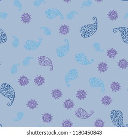 Light Blue, Green vector seamless abstract design with leaves and flowers. Sketchy doodles on white background. Pattern for colorful books and pages for kids.