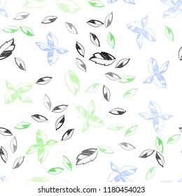 Light Blue, Green vector seamless doodle template with leaves. An elegant bright illustration with leaves in Natural style. Template for business cards, websites.