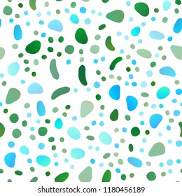 Light Blue, Green vector seamless backdrop with dots, spots. Glitter abstract illustration with blurred drops of rain. Pattern for trendy fabric, wallpapers.