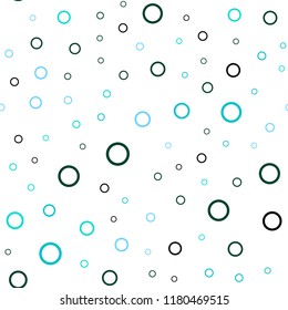 Light Blue, Green vector seamless cover with spots. Glitter abstract illustration with blurred drops of rain. Beautiful design for your business advert.