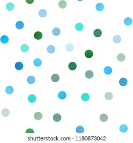 Light Blue, Green vector seamless background with dots. Modern abstract illustration with colorful water drops. The pattern can be used for aqua ad, booklets.