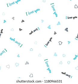 Light Blue, Green vector seamless cover with Shining hearts. Illustration with hearts in love concept for valentine's day. Pattern for carnival, festival romantic leaflets.