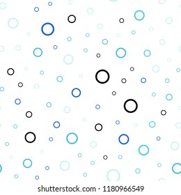 Light Blue, Green vector seamless layout with circle shapes. Blurred decorative design in abstract style with bubbles. Completely new template for your brand book.