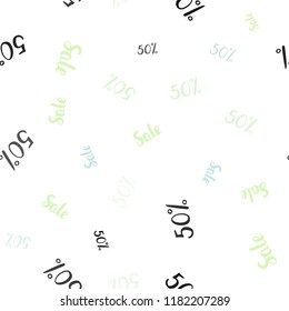 Light Blue, Green vector seamless layout with discount of 50%. Shining colorful illustration with isolated selling prices. Template for season sales, shopping ads.