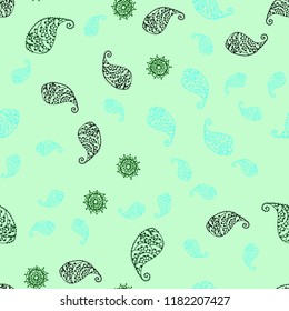 Light Blue, Green vector seamless elegant background with leaves and flowers. An elegant bright illustration with leaves and flowers. Brand new design for your business.