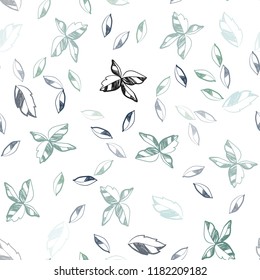 Light Blue, Green vector seamless doodle layout with leaves. Colorful illustration in doodle style with leaves. Pattern for trendy fabric, wallpapers.