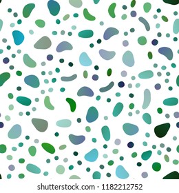 Light Blue, Green vector seamless backdrop with dots, spots. Illustration with set of shining colorful abstract circles. Design for textile, fabric, wallpapers.