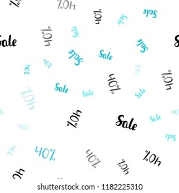 Light Blue, Green vector seamless background with 40 % signs of sales. Illustration with signs of sales on abstract template. Design for business ads, commercials.