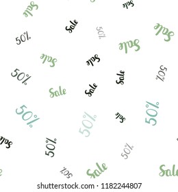 Light Blue, Green vector seamless background with 50 % signs of sales. Illustration with signs of sales on abstract template. Backdrop for super sales on Black Friday.