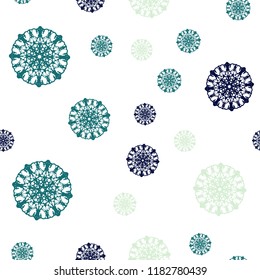 Light Blue, Green vector seamless pattern with christmas snowflakes. Blurred decorative design in xmas style with snow. Trendy design for wallpaper, fabric makers.