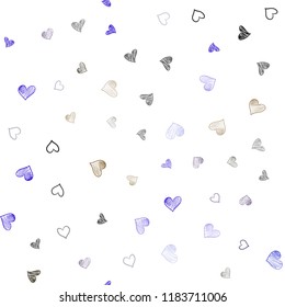 Light Blue, Green vector seamless texture with lovely hearts. Glitter abstract illustration with colorful hearts in romantic style. Design for ad, poster, banner of Valentine Day.
