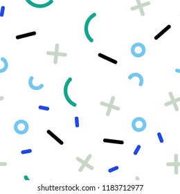 Light Blue, Green vector seamless texture with elements of lines. Colorful seamless gradient with lines and signs of maths. Pattern for design of fabric, wallpapers.
