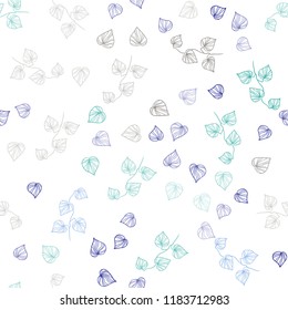 Light Blue, Green vector seamless doodle layout with leaves. Doodle illustration of leaves in Origami style with gradient. Trendy design for wallpaper, fabric makers.