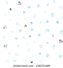 Light Blue, Green vector seamless cover with Shining hearts. Glitter abstract illustration with colorful hearts in romantic style. Pattern for marriage gifts, congratulations.