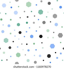Light Blue, Green vector seamless cover with set of hexagons. Illustration with set of colorful hexagons. Beautiful design for your business advert.