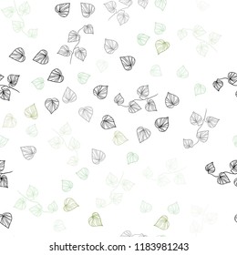 Light Blue, Green vector seamless doodle texture with leaves. A vague abstract illustration with leaves in doodles style. Pattern for trendy fabric, wallpapers.
