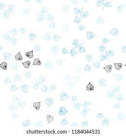 Light Blue, Green vector seamless doodle background with leaves. Decorative illustration with doodles on abstract template. Design for textile, fabric, wallpapers.