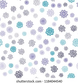 Light Blue, Green vector seamless layout with bright snowflakes. Shining colored illustration with snow in christmas style. Trendy design for wallpaper, fabric makers.