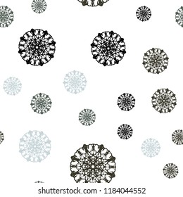 Light Blue, Green vector seamless pattern with christmas snowflakes. Modern geometrical abstract illustration with crystals of ice. Template for business cards, websites.