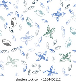 Light Blue, Green vector seamless doodle template with leaves. Brand new colored illustration in blurry style with leaves. Pattern for design of fabric, wallpapers.