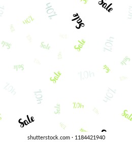 Light Blue, Green vector seamless layout with discount of 40%. Colored words of sales with gradient on white background. Pattern for ads, posters, banners of sales.