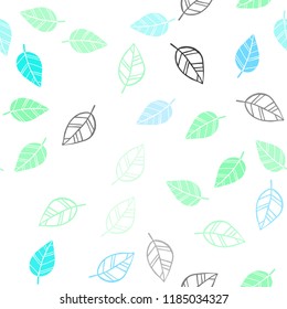 Light Blue, Green vector seamless doodle layout with leaves. Doodle illustration of leaves in Origami style with gradient. Trendy design for wallpaper, fabric makers.