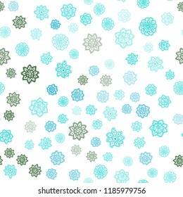 Light Blue, Green vector seamless pattern with christmas snowflakes. Modern geometrical abstract illustration with crystals of ice. Template for business cards, websites.