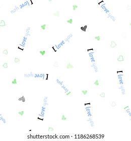 Light Blue, Green vector seamless pattern with colorful hearts. Hearts on blurred abstract background with colorful gradient. Beautiful design for your business advert of anniversary.