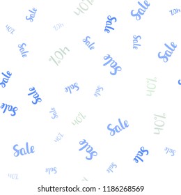 Light Blue, Green vector seamless texture with selling prices 40 %. Abstract illustration with colorful gradient symbols of sales. Backdrop for super sales on Black Friday.