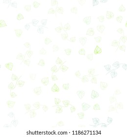 Light Blue, Green vector seamless natural backdrop with leaves. leaves on blurred abstract background with gradient. Pattern for design of window blinds, curtains.