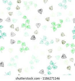 Light Blue, Green vector seamless doodle texture with leaves. leaves on blurred abstract background with gradient. Design for textile, fabric, wallpapers.