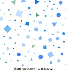 Light Blue, Green vector seamless template with crystals, circles, squares. Abstract gradient illustration with circles, triangles, cubes. Pattern for design of fabric, wallpapers.